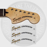 Squier by Fender Strat Waterslide Guitar Neck Headstock Decals (Set of 3)