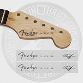 Fender Tele USA Waterslide Guitar Neck Headstock Decals w/ CS Logo (Set of 2)