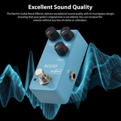 ZORY Guitar Boost Effects Pedal BASS/TREBLE/GAIN 2-Band EQ Control DC 9V