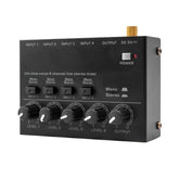 Ultra Low Noise 4 Channel Line Stereo Mixer 4 Input 1 Output DC 5V