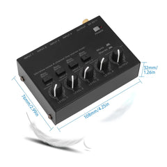 Ultra Low Noise 4 Channel Line Stereo Mixer 4 Input 1 Output DC 5V