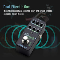 SONICAKE Multi Mode Delay and Reverb Guitar Bass Effects+ Hook and Loop Tape