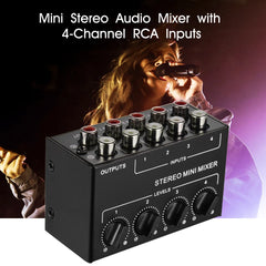 Stereo Mixer 4-Channel RCA Input Control Sound Mixing Console