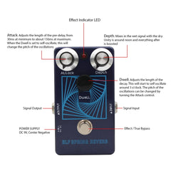 MOSKYAUDIO ELF SPRING REVERB Pedal Vintage Spring Reverb Simulation Guitar