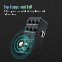 SONICAKE Multi Mode Delay and Reverb Guitar Bass Effects+ Hook and Loop Tape