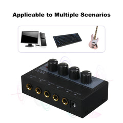 Ultra Low Noise 4 Channel Mixer 4 Input 1 Output DC 5V Portable Mini Audio