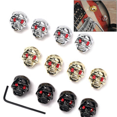 4 Skull Electric Guitar Metal Volume Knob Caps