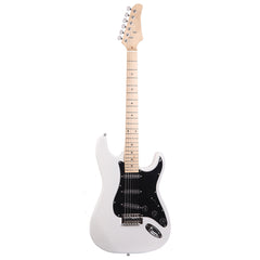 Ozici ST Stylish Electric Guitar with Black Pickguard - White