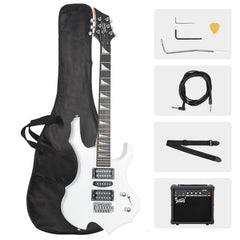 Glarry 36inch Burning Fire Style White Electric Guitar w/ 20W Amplifier