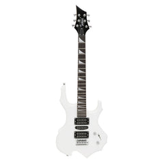 Glarry 36inch Burning Fire Style White Electric Guitar w/ 20W Amplifier