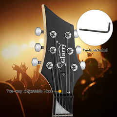 Glarry 36inch Burning Fire Style White Electric Guitar w/ 20W Amplifier