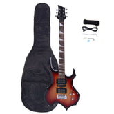 Ukscs Novice Flame Shaped Electric Guitar HSH Pickup Bag Strap Paddle Rocker Cable Wrench Tool Sunset Color