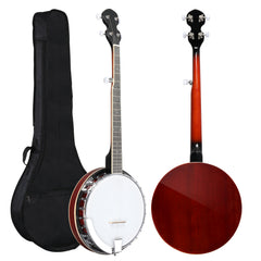 Ozici Full Size 5 String Right Handed Banjos Set with Closed Solid Sapele Back & Premium Mahogany Neck and Premium Accessories