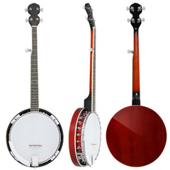 Ozici Full Size 5 String Right Handed Banjos Set with Closed Solid Sapele Back & Premium Mahogany Neck and Premium Accessories