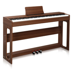Ozici 88 Keys Full Weighted Keyboards Digital Piano with Furniture Stand, Power Adapter, Triple Pedals, Headphone, for All Experience Levels Black Walnut