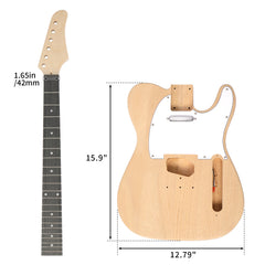 Ukscs DIY 6 String TL Style Electric Guitar Kits with Mahogany Body, Maple Neck and Accessories