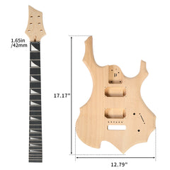 Ukscs 6 String Flame Shaped Style Electric Guitar Kits with Mahogany Body, Maple Neck and Accessories