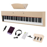 Ozici 88 Key Full Size Semi-Weighted Standard Keyboards Wooden Digital Piano with MIDI Bluetooth, Triple Pedals,Headphone and other accessories,for Piano beginner or Lover Natural Teak color