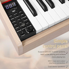 Ozici 88 Key Standard Full Weighted Keyboards Digital Piano with Metal Stand, Power Adapter, Triple Pedals, Headphone,for All Experience Levels Natural Technology Wood Color