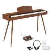 Ozici 88 Key Standard Full Weighted Keyboards Digital Piano with Metal Stand, Power Adapter, Triple Pedals, Headphone,for All Experience Levels Black Walnut