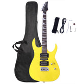 Ukscs Novice Entry Level 170 Electric Guitar HSH Pickup Bag Strap Paddle Rocker Cable Wrench Tool Yellow