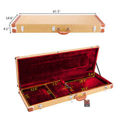 High Grade Electric Guitar Square Hard Case for GST GTL 170 SG and Burning fire Style Flat Yellow