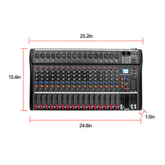 Digital 16-Channel Mixer Sound Board Console Wireless Live Studio Audio Mixer Power Mixing USB (110V-220V)