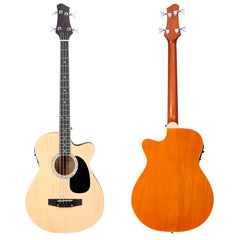 Ukscs 4 String Acoustic Bass Guitar, Full Size Bass Guitar Kit with Portable Guitar Bag, Premium Cable, Wrench, Strap, Plectrum (Natural)