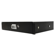 19" 2U Steel Plate DJ Drawer Equipment Cabinet with Keys Black