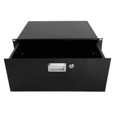 19" 4U Steel Plate DJ Drawer Equipment Cabinet with Keys Black