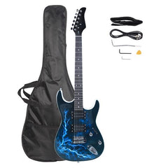 Ozici Lightning Style Electric Guitar with Power Cord/Strap/Bag/Plectrums Black & White