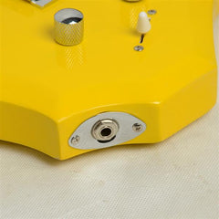 Ukscs Novice Flame Shaped Electric Guitar HSH Pickup Bag Strap Paddle Rocker Cable Wrench Tool Yellow