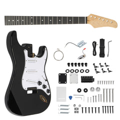 Ukscs 6 String ST Style Electric Guitar Kits with Mahogany Body, Maple Neck and Accessories Black