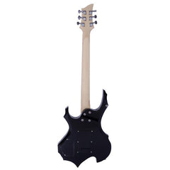 Ukscs Novice Flame Shaped Electric Guitar HSH Pickup Bag Strap Paddle Rocker Cable Wrench Tool Black