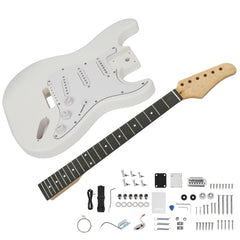Ukscs 6 String ST Style Electric Guitar Kits with Mahogany Body, Maple Neck and Accessories White