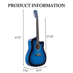 Ukscs 41-inch Dreadnought barrel-shaped cutaway acoustic guitar with pick, strings, capo, gig bag, tuner, wrench tool, and shoulder strap