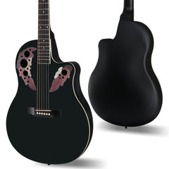 Ozici 41 inch Cutawary Round Back Acoustic Guitar Spruce Top Grape Hole - Black
