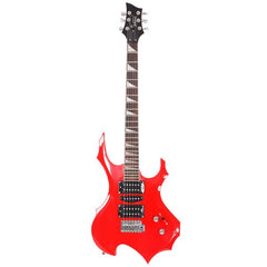 Flame Shaped Electric Guitar with 20W Electric Guitar Sound HSH Pickup Novice Guitar Audio Bag Strap Picks Shake Cable Wrench Tool Red