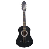 Ukscs Matte Black 30-inch Round Acoustic Guitar with Picks, Strings, Capo, Case, Tuner, and Strap