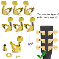 6 Oval Head Fully Enclosed Electric Guitar String Knobs, Folk Guitar String Axis Coiling Device