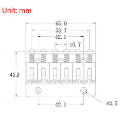 6 Strings 65mm ST TL Fixed Hard Tail Saddle Bridge Electric Guitar Tailpipe Top Load Bridge Cable Tension Plate