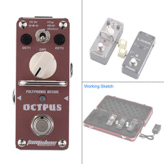 AROMA AOS-3 Octave Polyphonic Electric Guitar Effect Pedal Analog F/S DC 9V