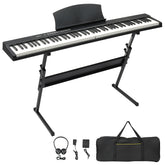 Ozici 88 Key Magnetic Connection Piano Semi-Weighted Standard Digital Piano with Stand, MIDI Bluetooth, Handbag,Headphone,for Piano Lover Black color