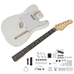 Ukscs DIY 6 String TL Style Electric Guitar Kits with Mahogany Body, Maple Neck and Accessories White