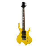 Ukscs Novice Flame Shaped Electric Guitar HSH Pickup Bag Strap Paddle Rocker Cable Wrench Tool Yellow