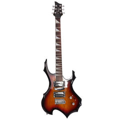 Flame Shaped Electric Guitar with 20W Electric Guitar Sound HSH Pickup Novice Guitar Audio Bag Strap Picks Shake Cable Wrench Tool Sunset Color