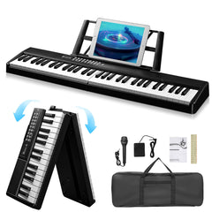 Ozici GEP-204 61Key Folding Piano Semi-Weighted Standard Keyboards Digital Piano with Bluetooth, Handbag