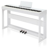 Ozici 88 Keys Full Weighted Keyboards Digital Piano with Furniture Stand, Power Adapter, Triple Pedals, Headphone, for All Experience Levels White