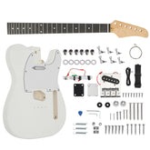 Ukscs DIY 6 String TL Style Electric Guitar Kits with Mahogany Body, Maple Neck and Accessories White