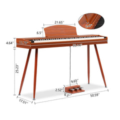Ozici 88 Key Standard Full Weighted Keyboards Digital Piano with Metal Stand, Power Adapter, Triple Pedals, Headphone,for All Experience Levels Walnut color